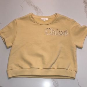 Chloe Kids Yellow Sweater Crop Tee Size 12